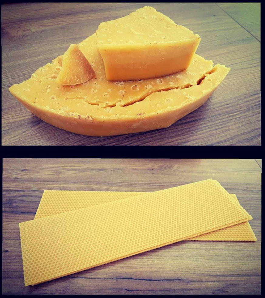 Cera grezza e fogli cerei
